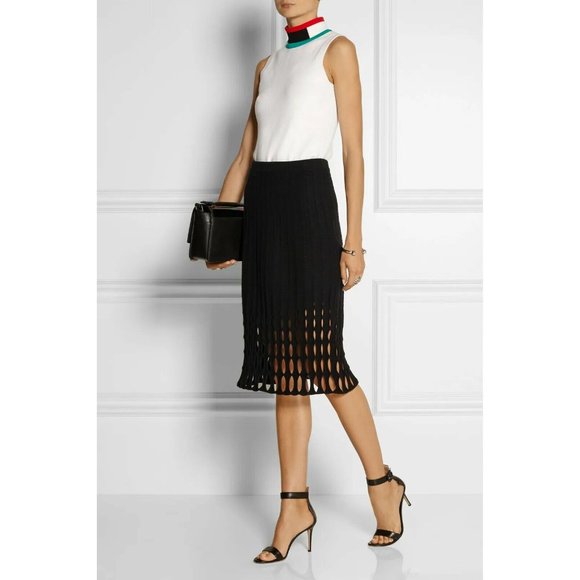 Derek Lam NWT Black Pencil Skirt Knee Length Soft Merino Wool Angora Small - Picture 3 of 5